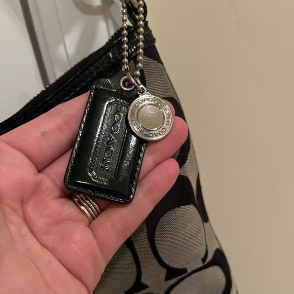 Coach Vintage Black & Gray Signature shoulder bag, leather/canvas, serial number - Picture 3 of 13